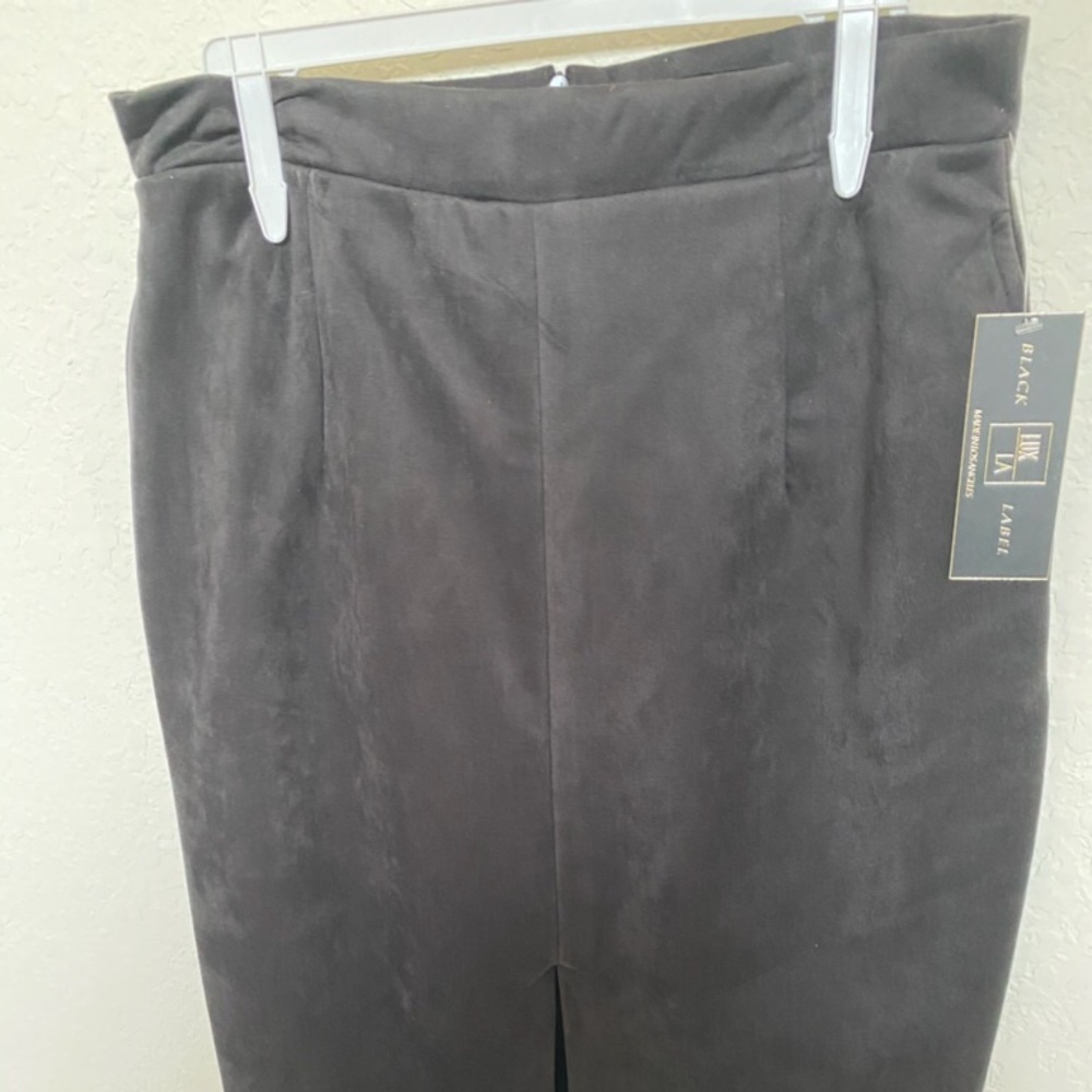 Label Suede Midi Skirt - Picture 2 of 6